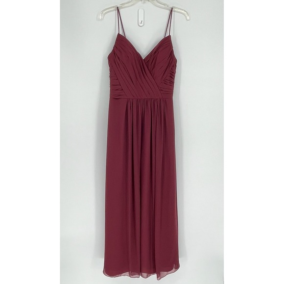 Bill Levkoff Dresses & Skirts - Bill Levkoff Women's‎ Burgundy Ruched Chiffon Spaghetti Strap Maxi Dress Size 8